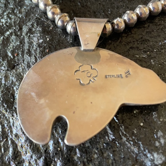 Vintage Navajo Native American Lapis Bear Pendant - Picture 2 of 9